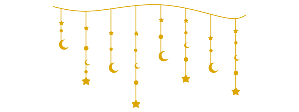 dangling gold stars and moons